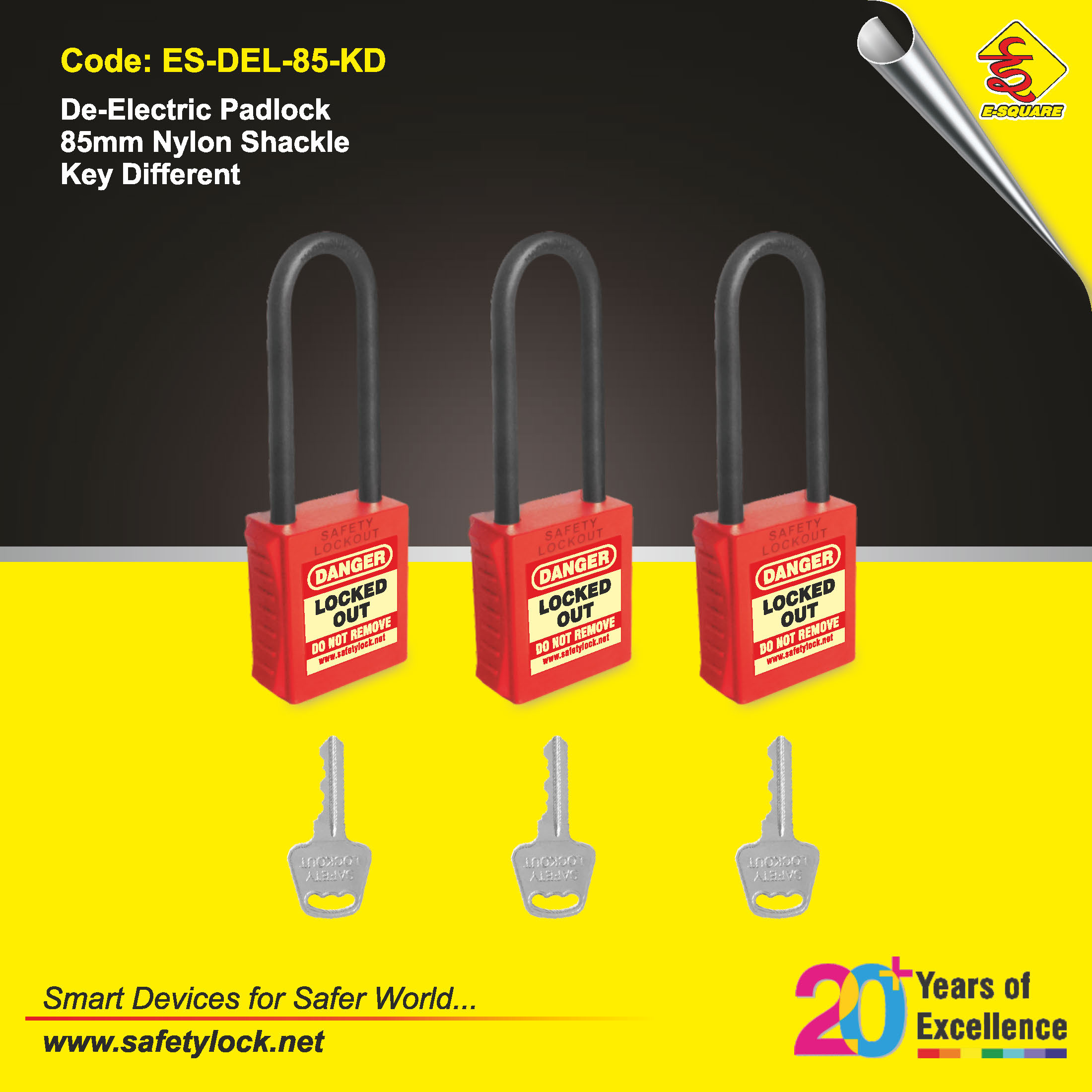 E-Square Di-electric lockout safety padlock