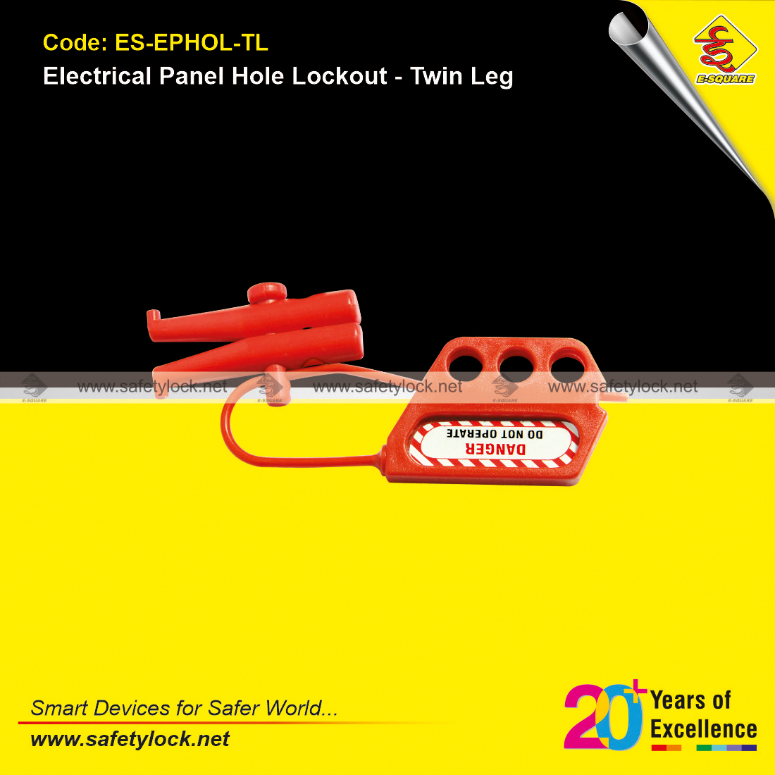 E-Square electrical panel hole lockout twin leg