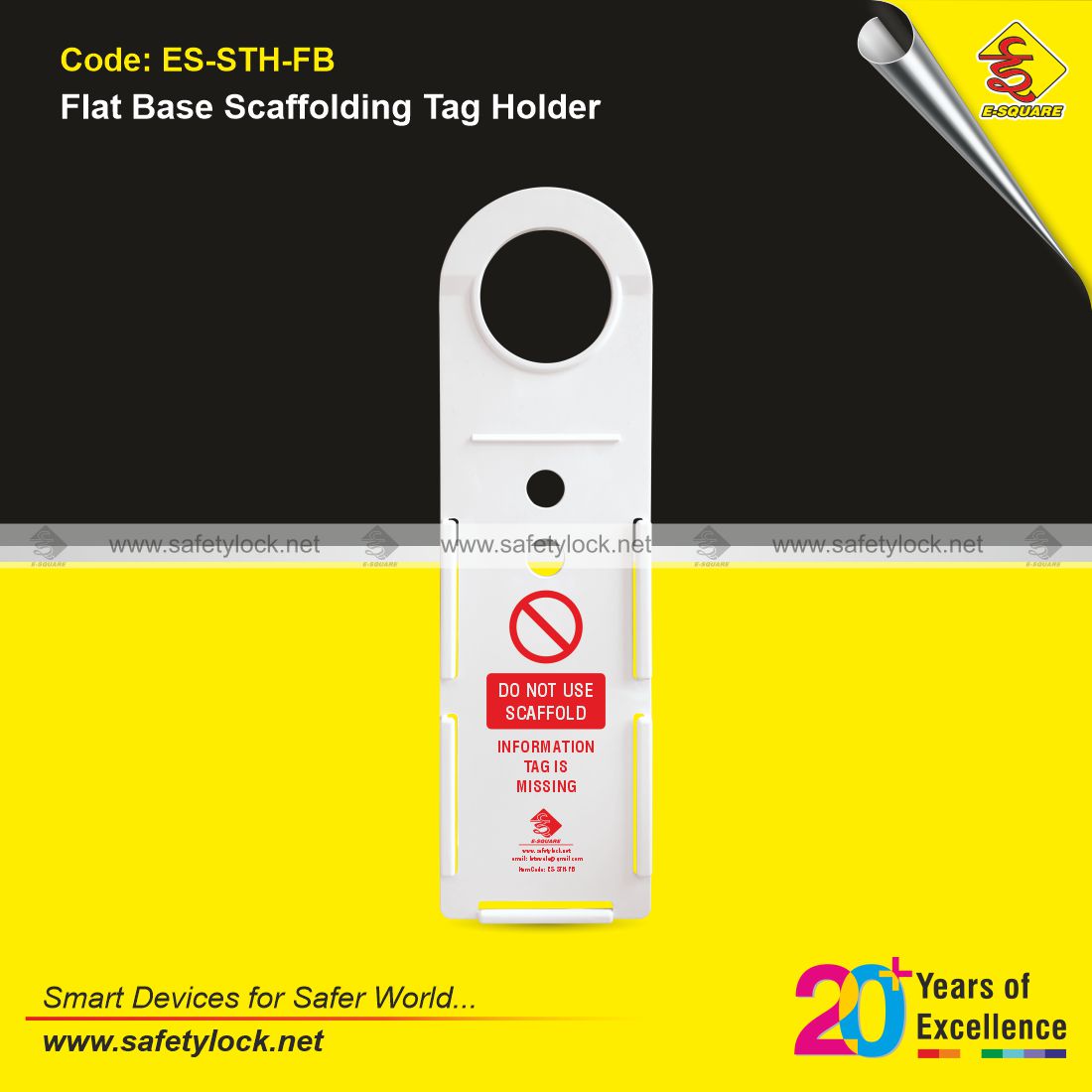 E-Square flat base scaffolding tag holder