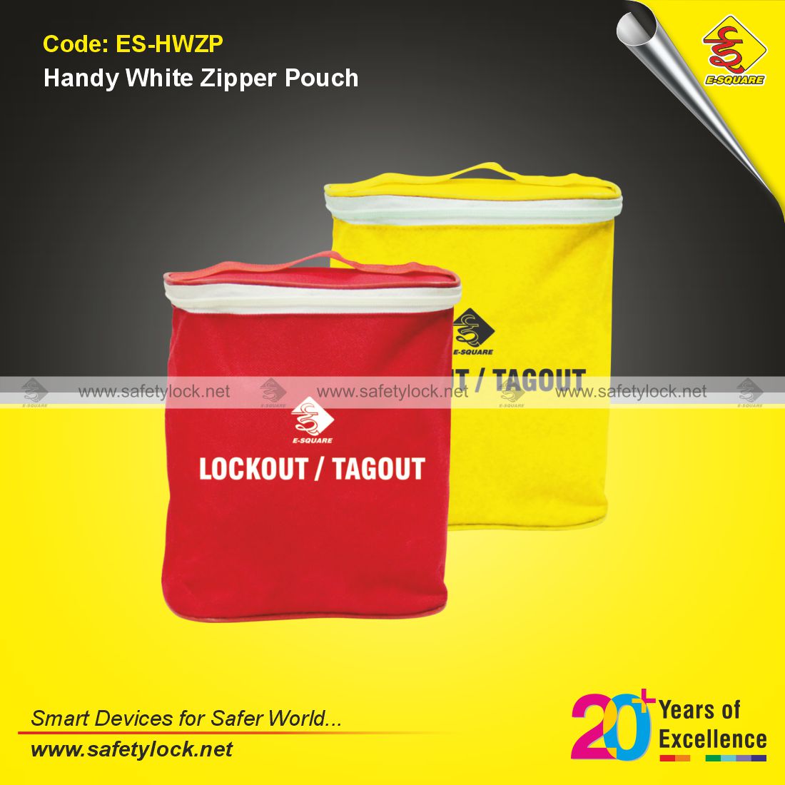 E-Square handy white zipper pouch