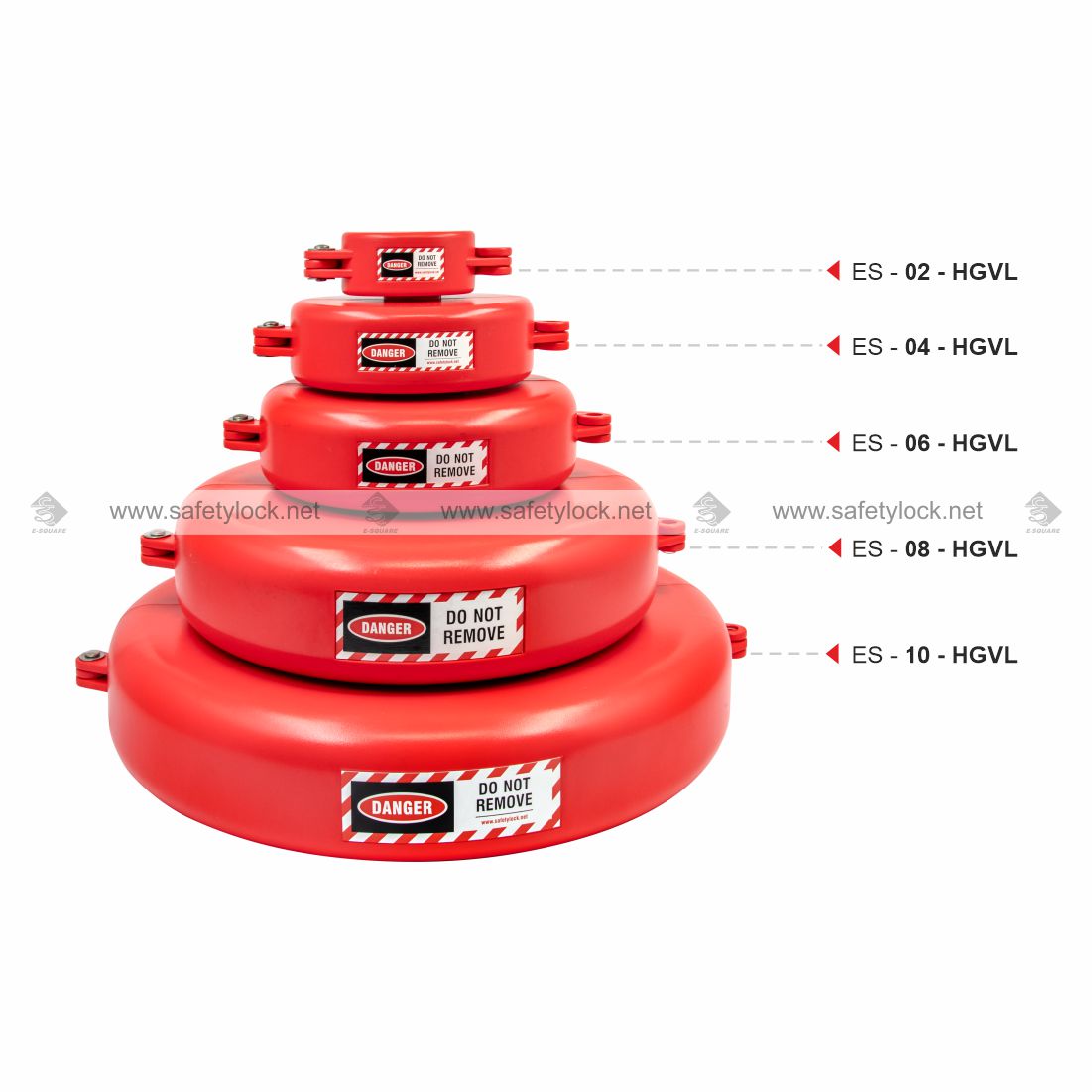E-Square hinged gate valve lockout device size
