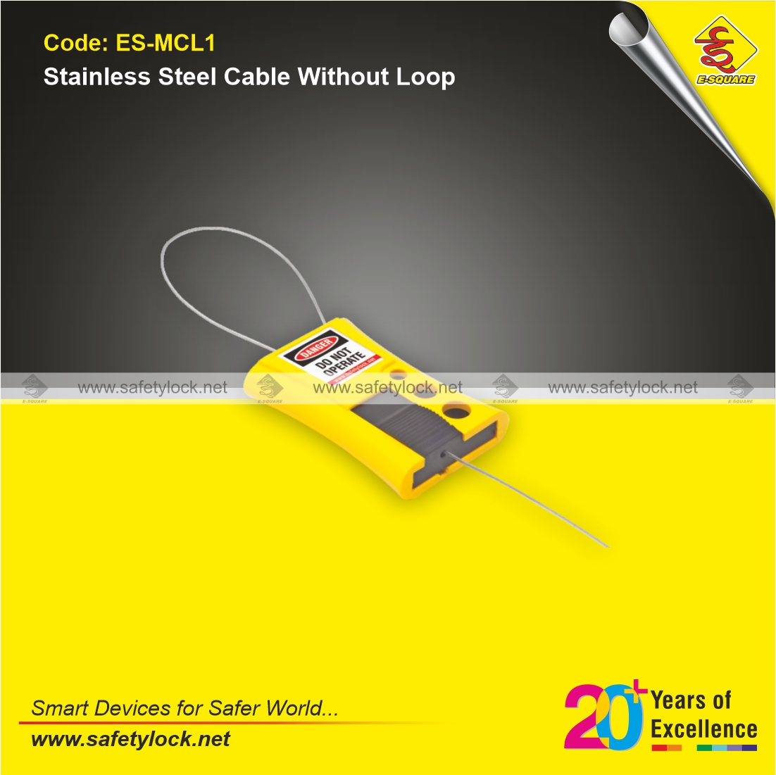 E-Square mini cable lockout with 1 mm PVC coated cable
