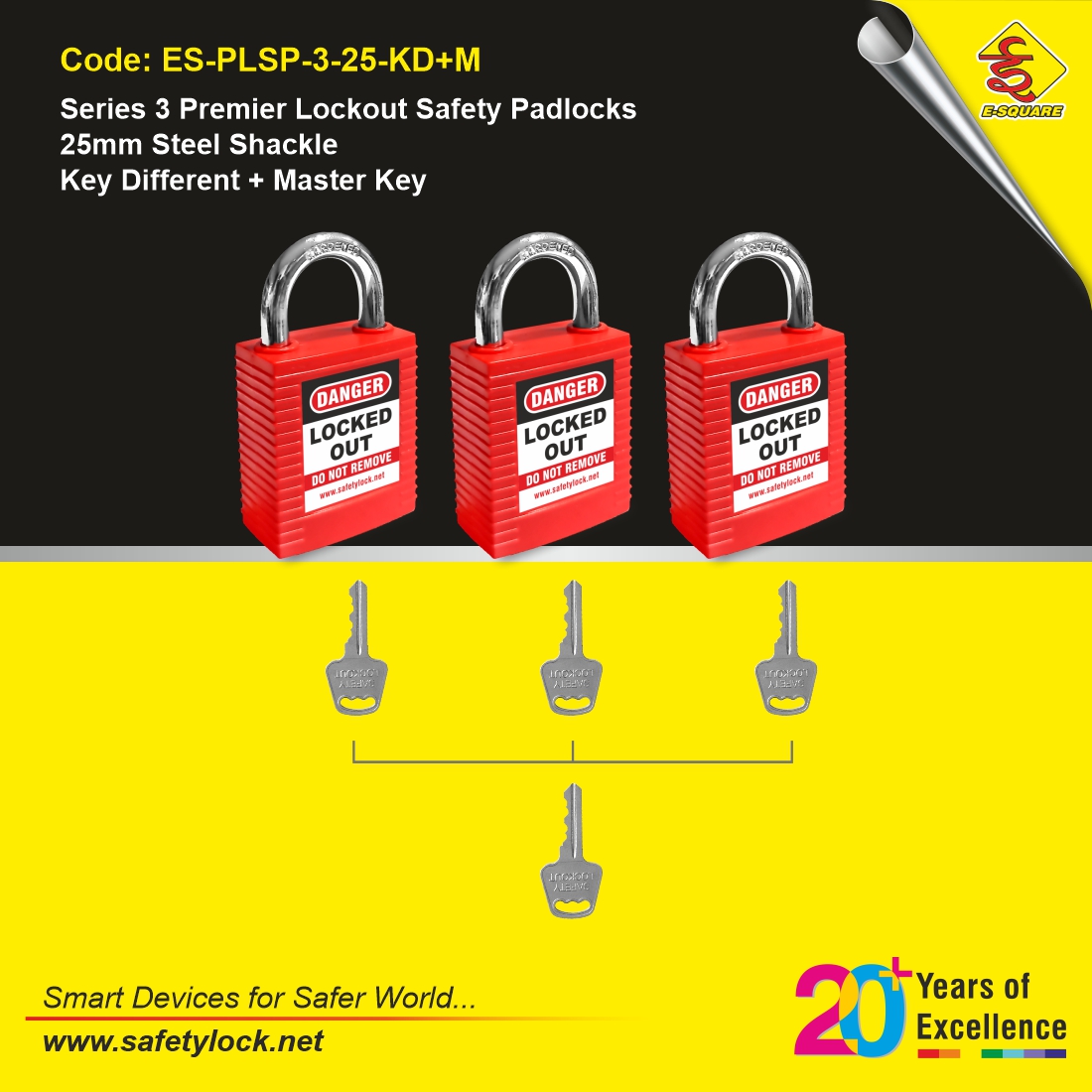 E-Square series 3 lockout padlock
