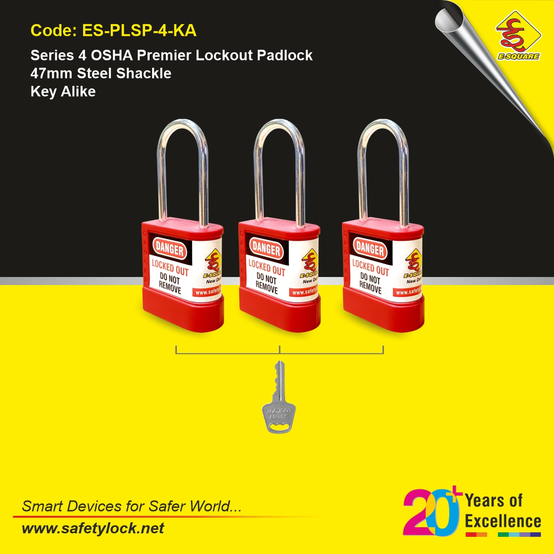 E-Square series 4 lockout padlock