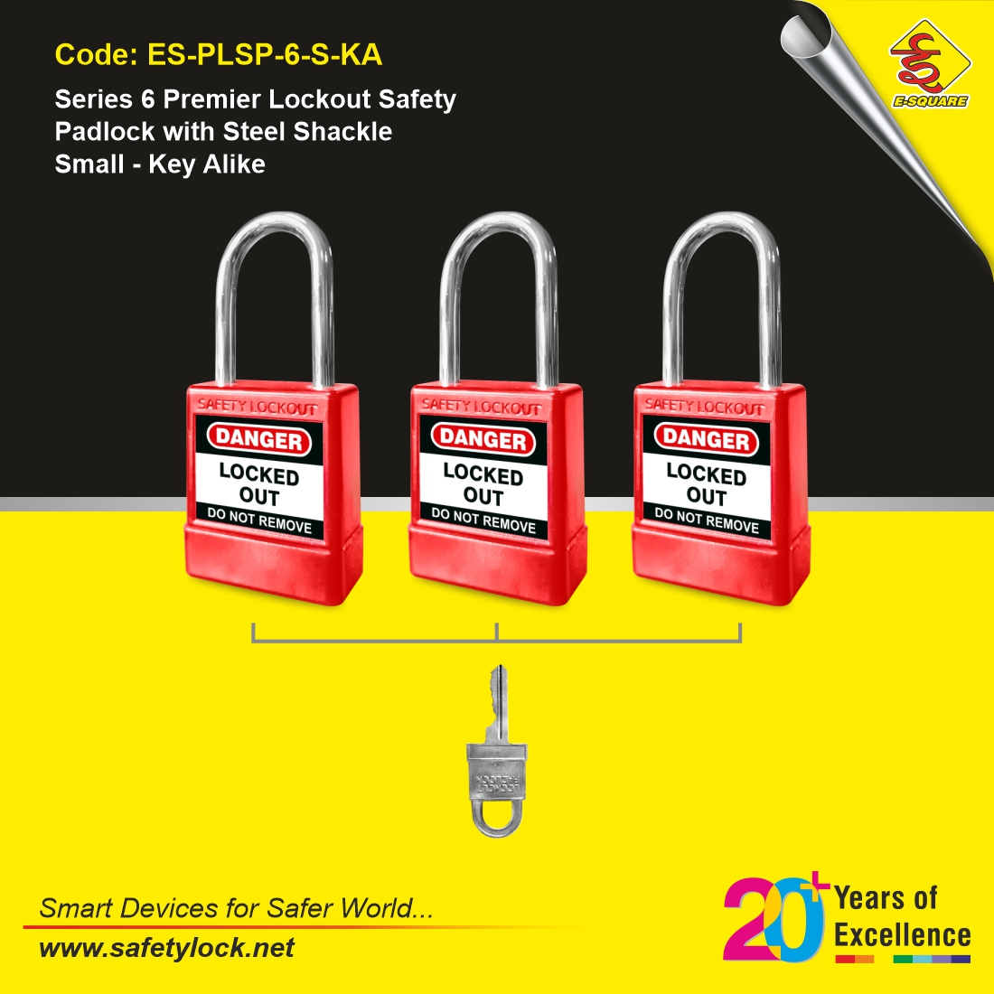 E-Square series 6 premier lockout safety padlock