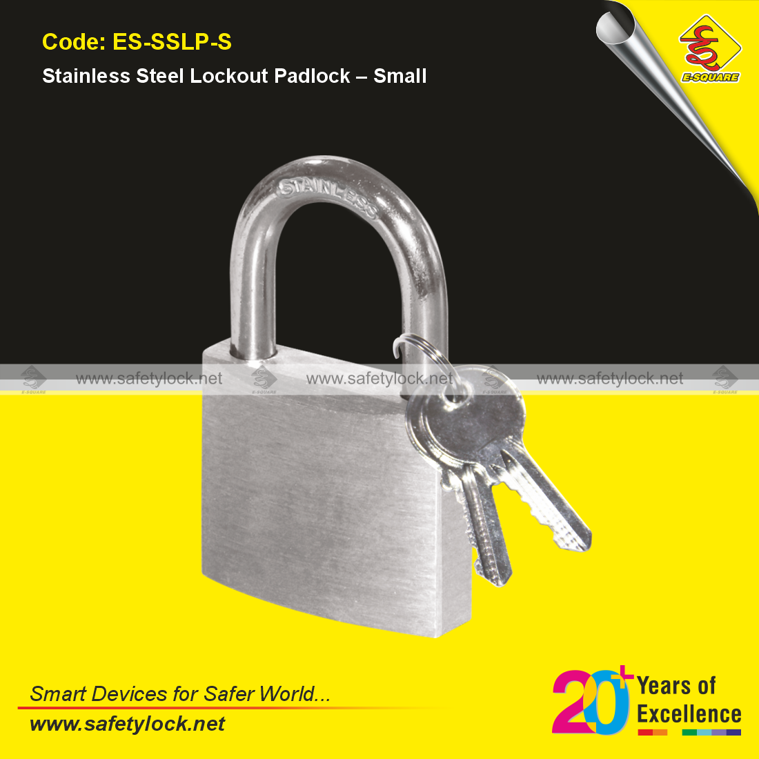 E-Square stainless steel lockout padlock small