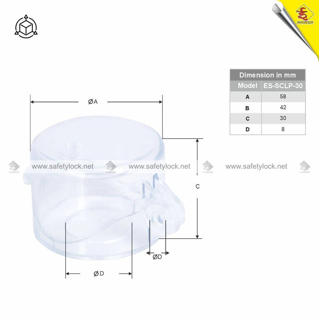E-Square switch cover lockout device premier dimension