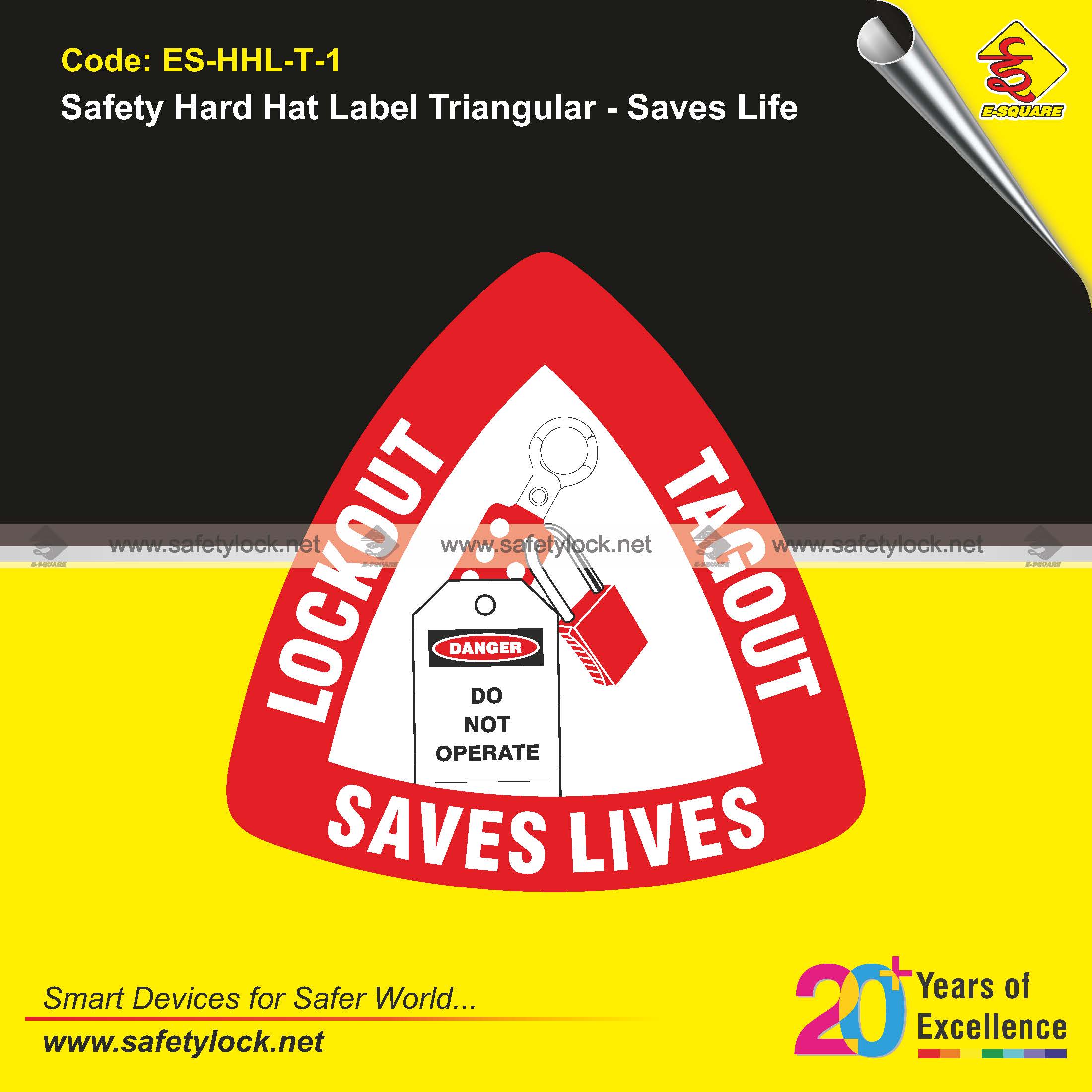 E-Square triangular hard hat labels