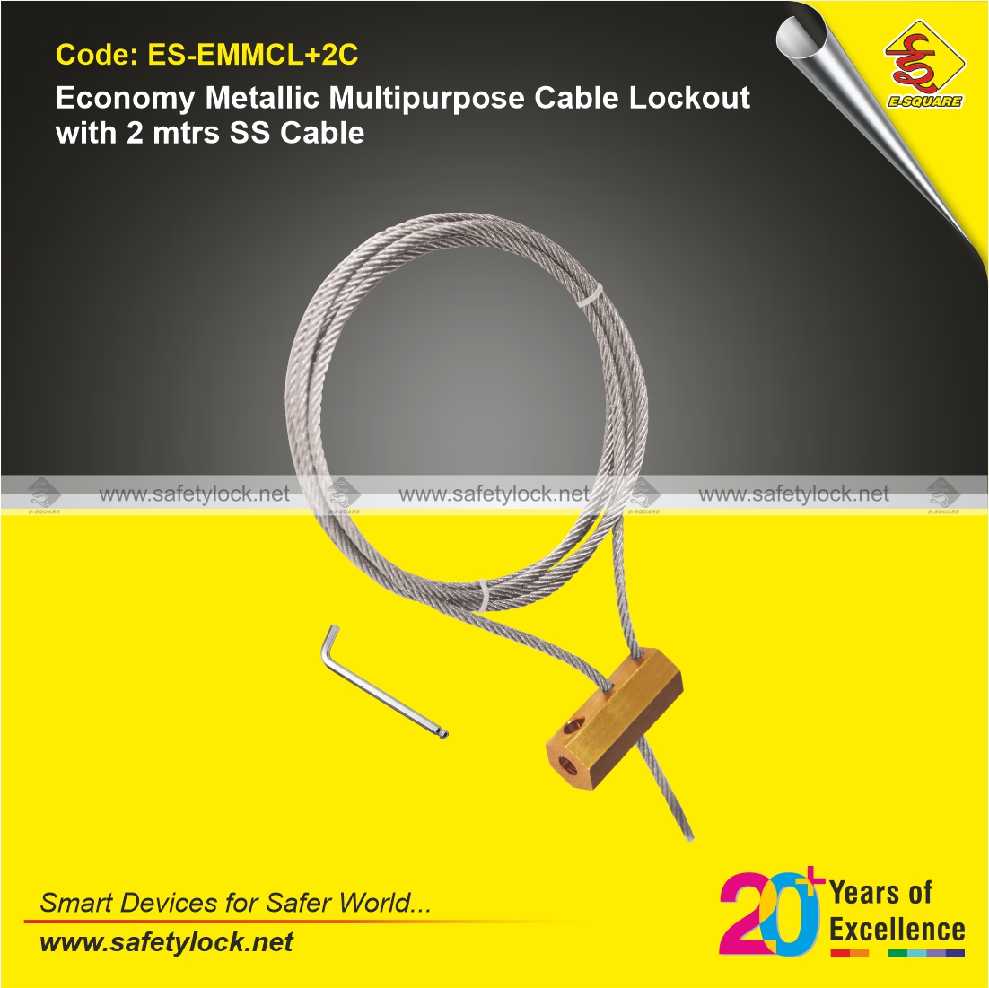 economy metallic multipurpose cable lockout with 2 mtrs SS cable