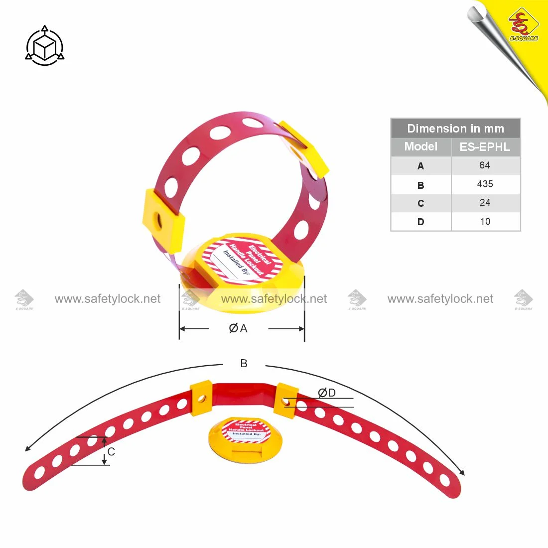 electrical panel handle lockout device dimension