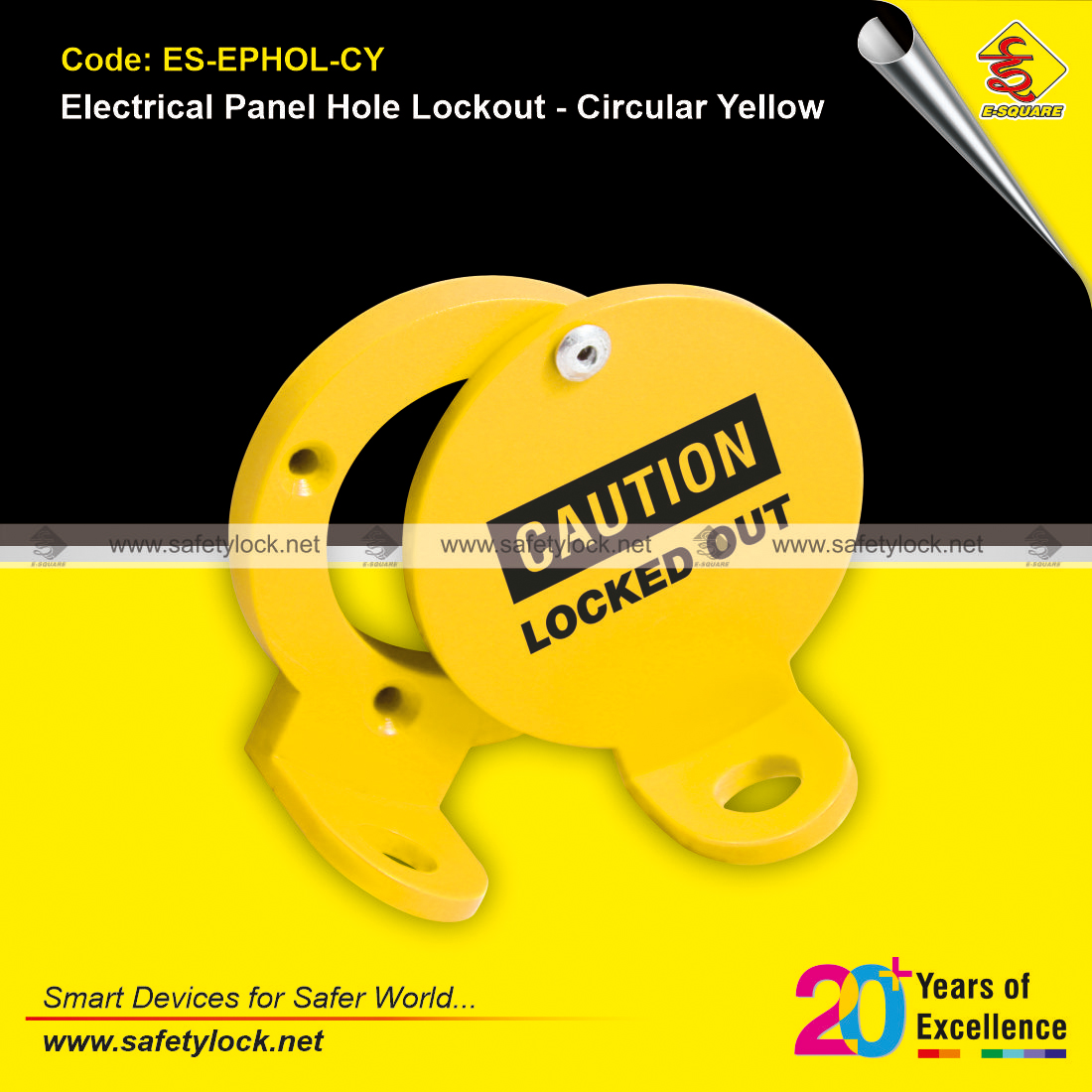 electrical panel hole lockout circular yellow color