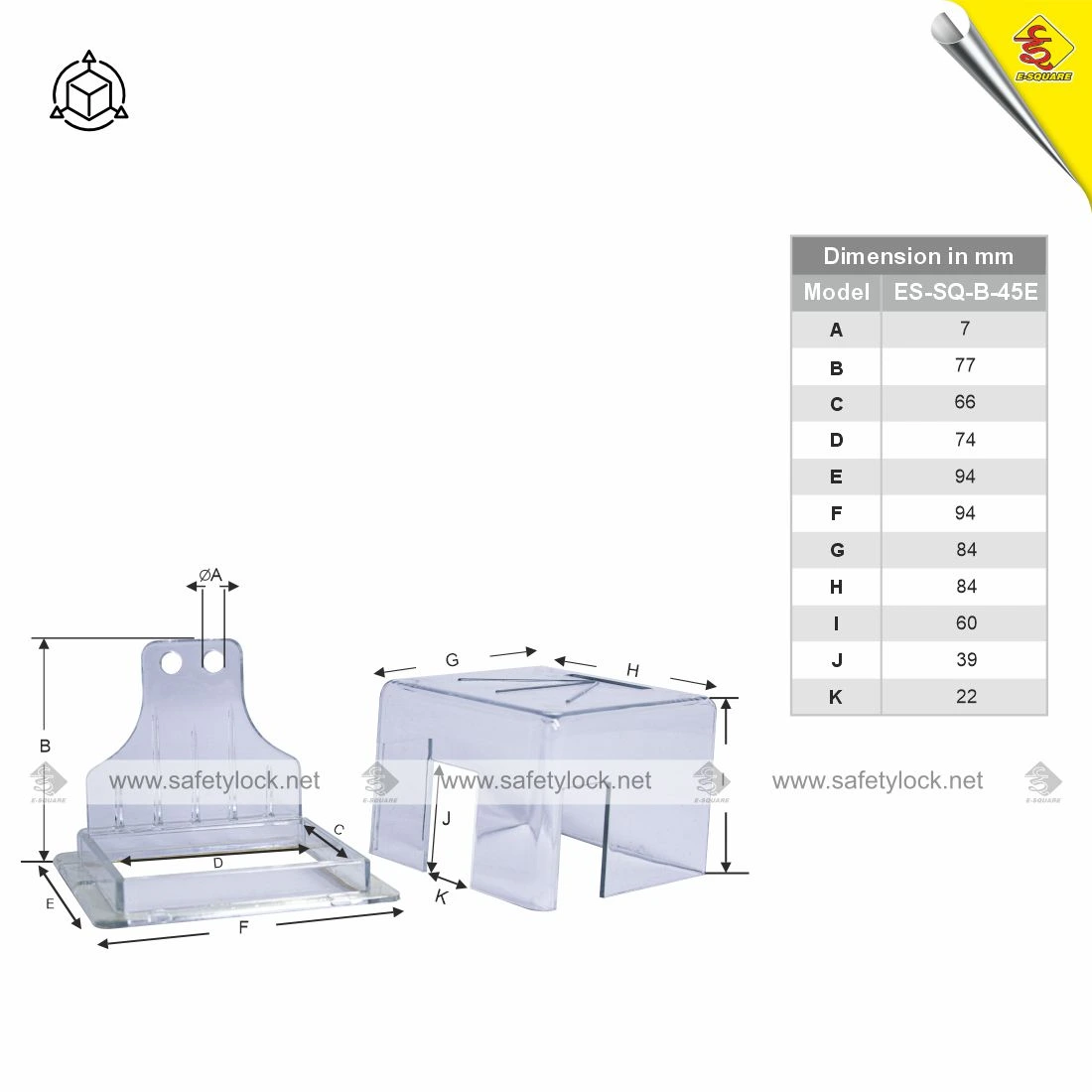 electrical panel lockout square box big 45 degree dimension