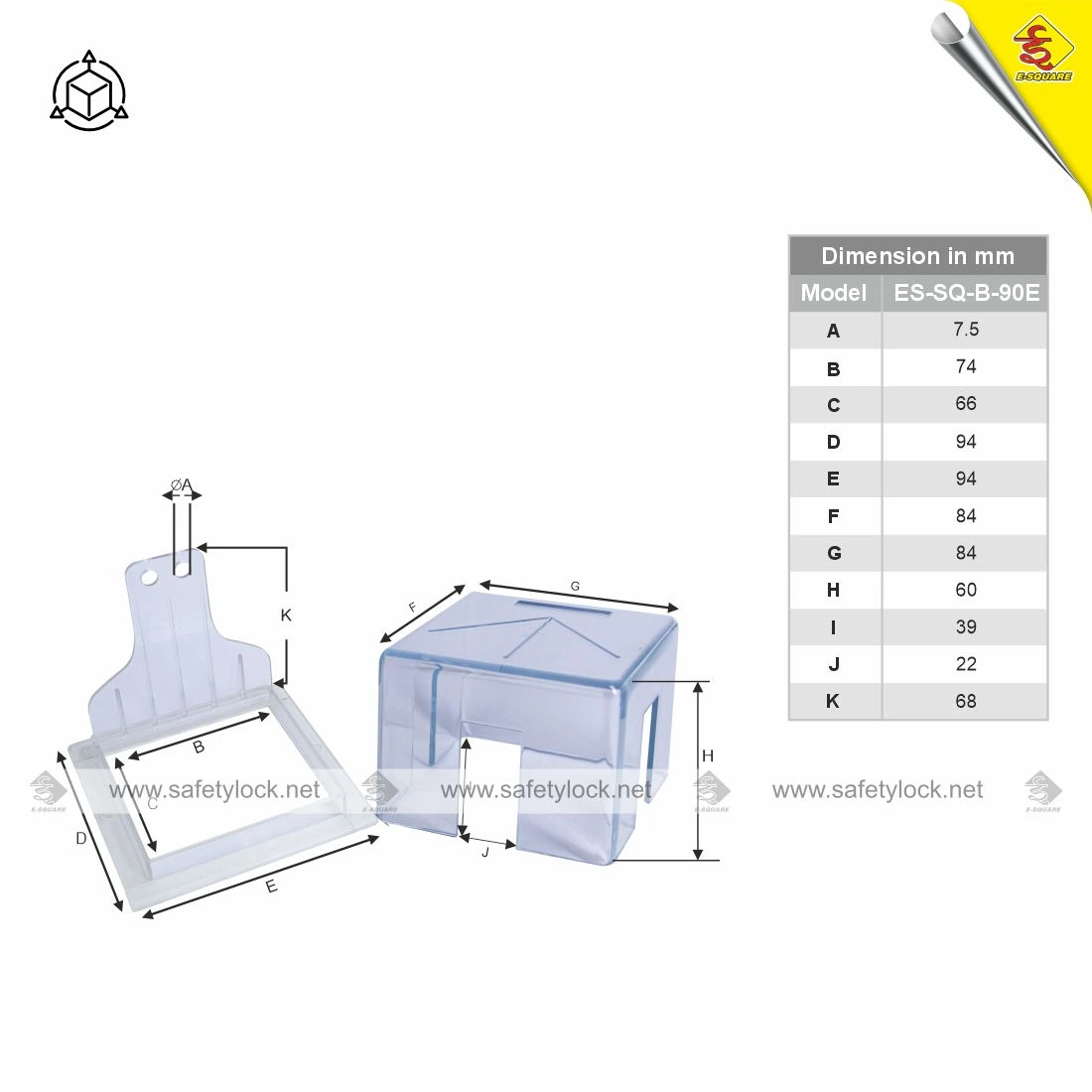 electrical panel lockout square box big 90 degree dimension
