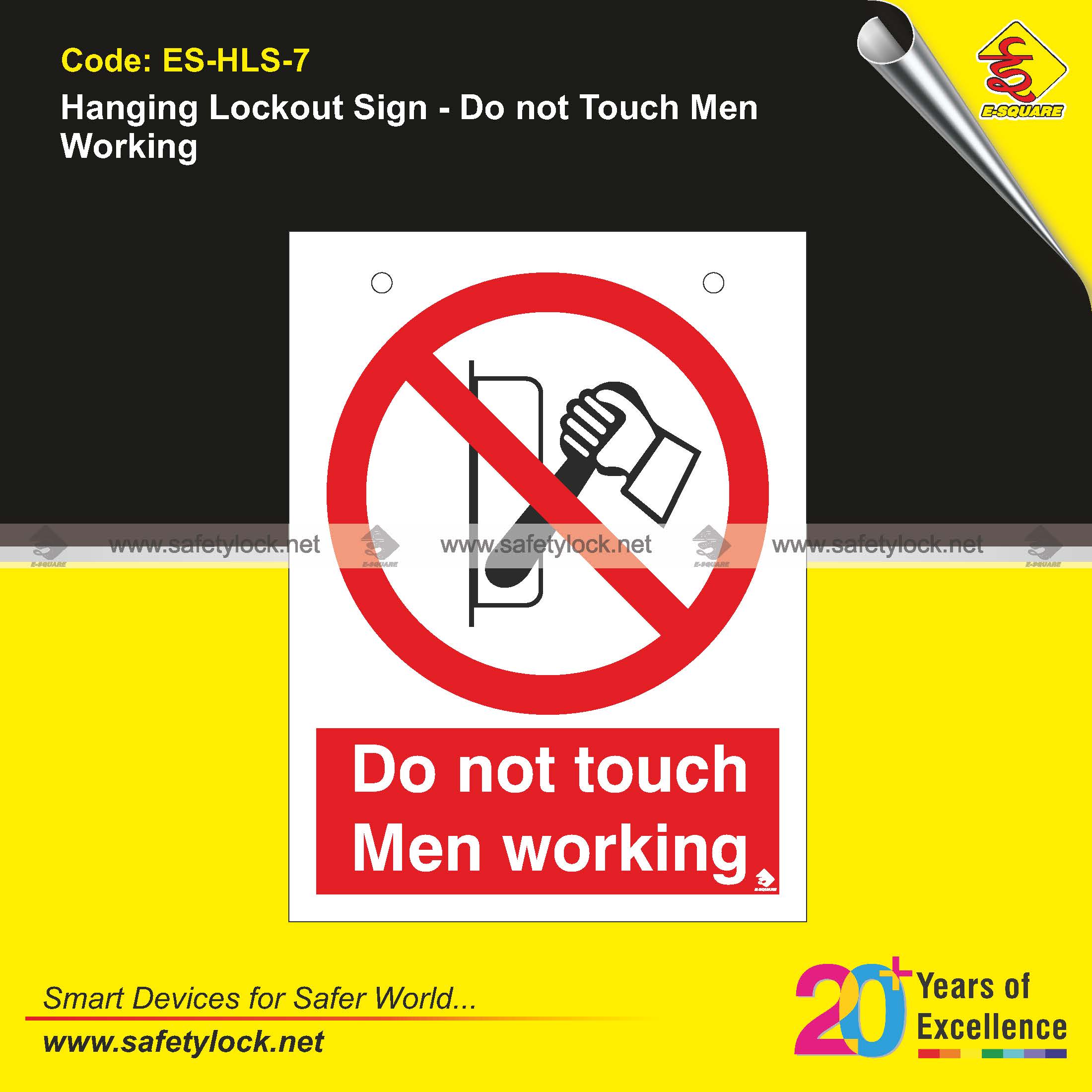 hanging lockout signs - do not touch men working