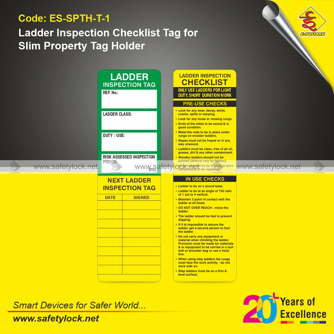 ladder inspection tag for slim property tag holder