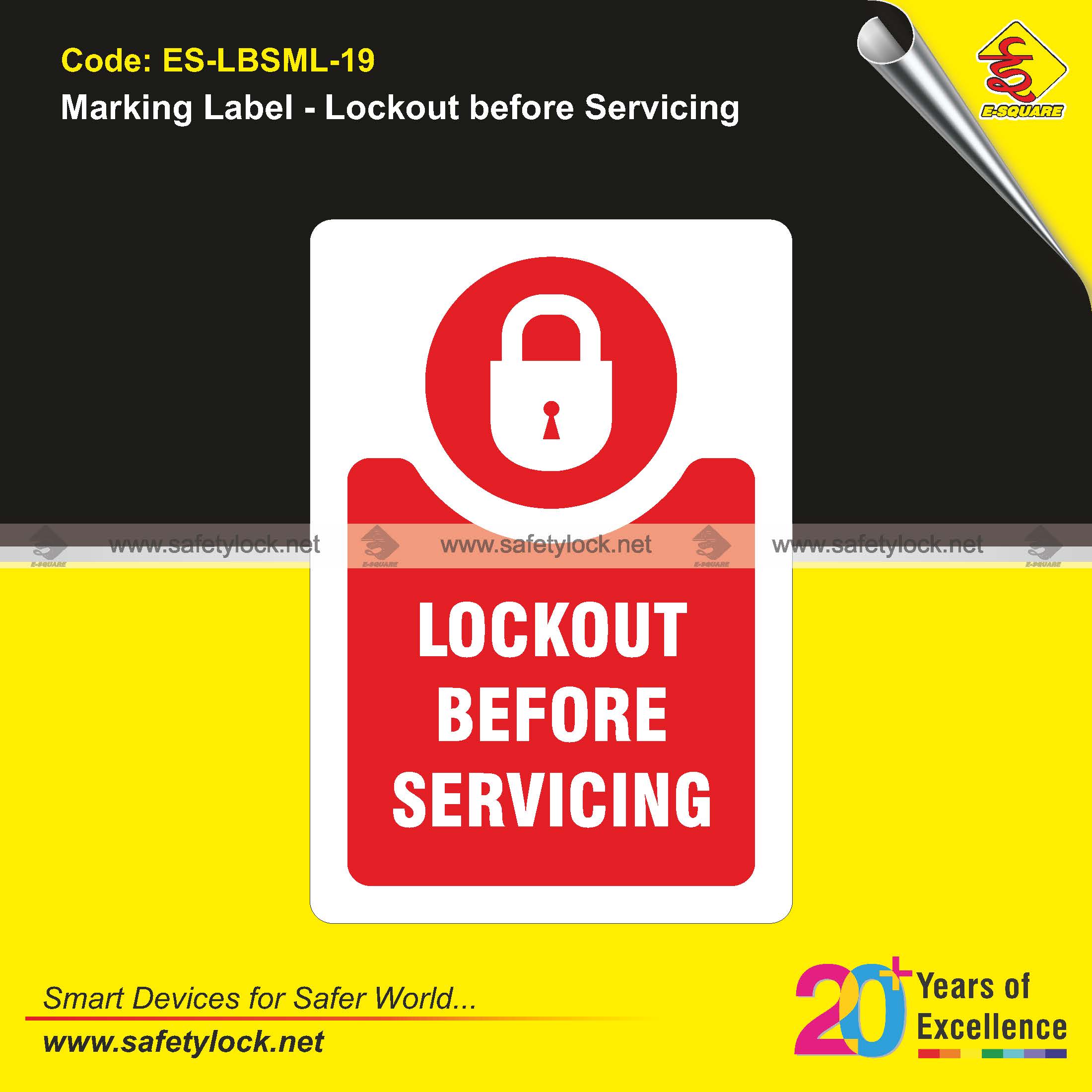 lockout before servicing safety marking label