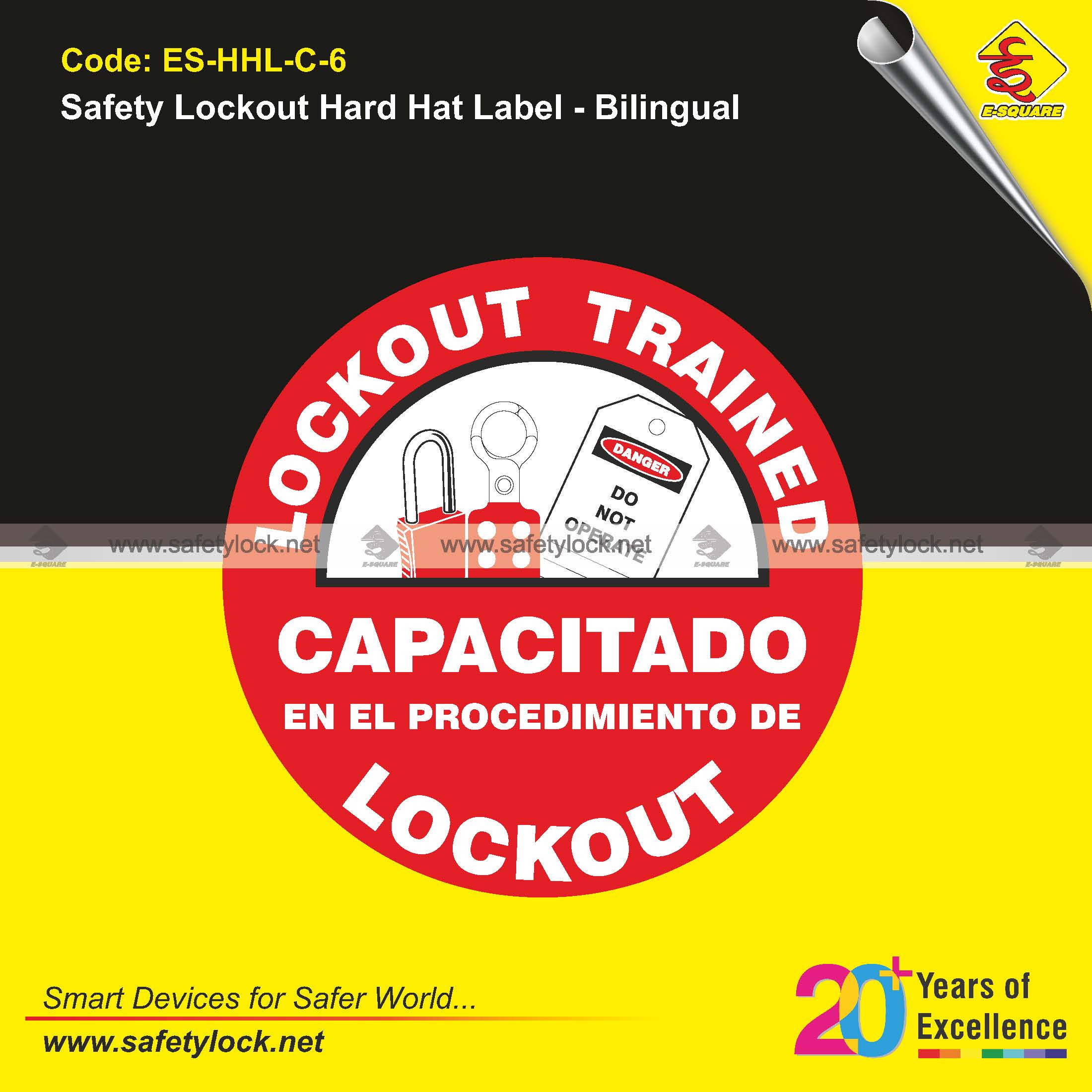 lockout hard hat labels circular bilingual