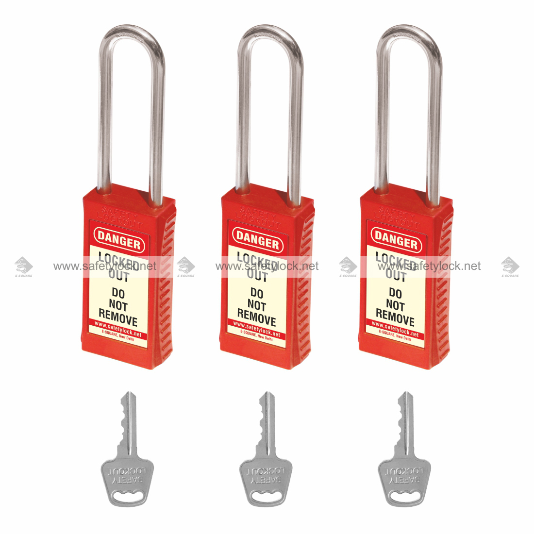 lockout padlock with long body and long shackle