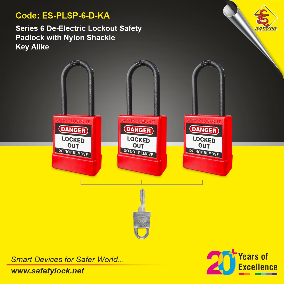 lockout padlock with long nylon shackle