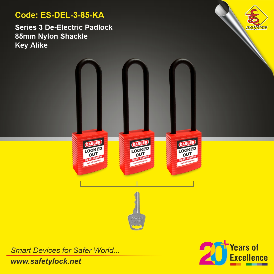 lockout padlock with long nylon shackle