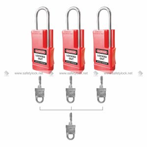 lockout padlock with steel shackle