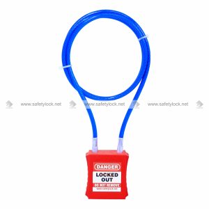 lockout padlock with vinyl coated steel cable
