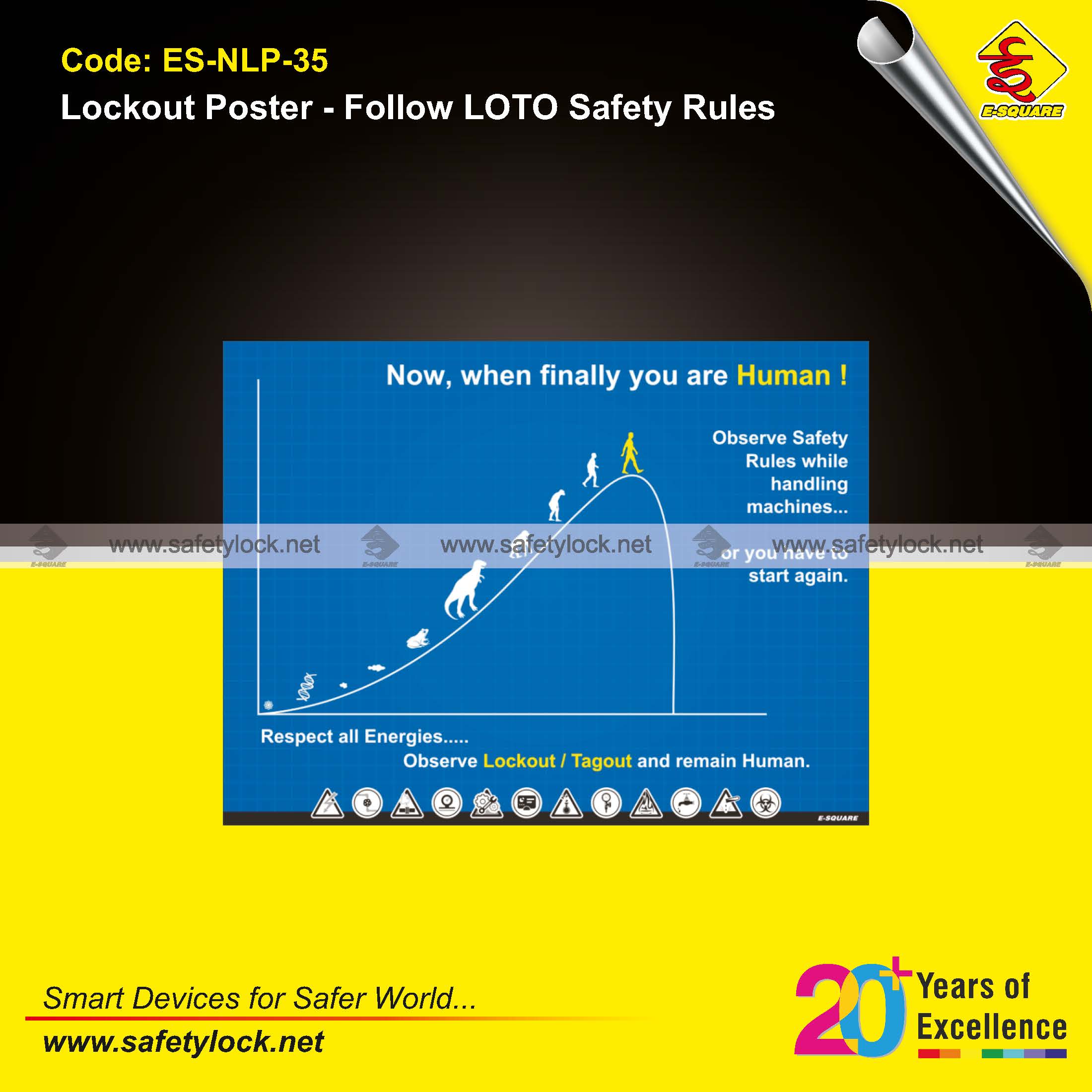lockout poster - observe safety rules while handling machines