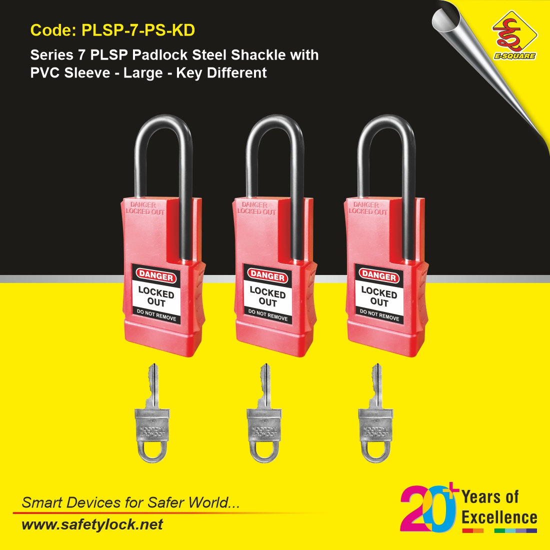 lockout safety padlock steel shackle with PVC sleeve