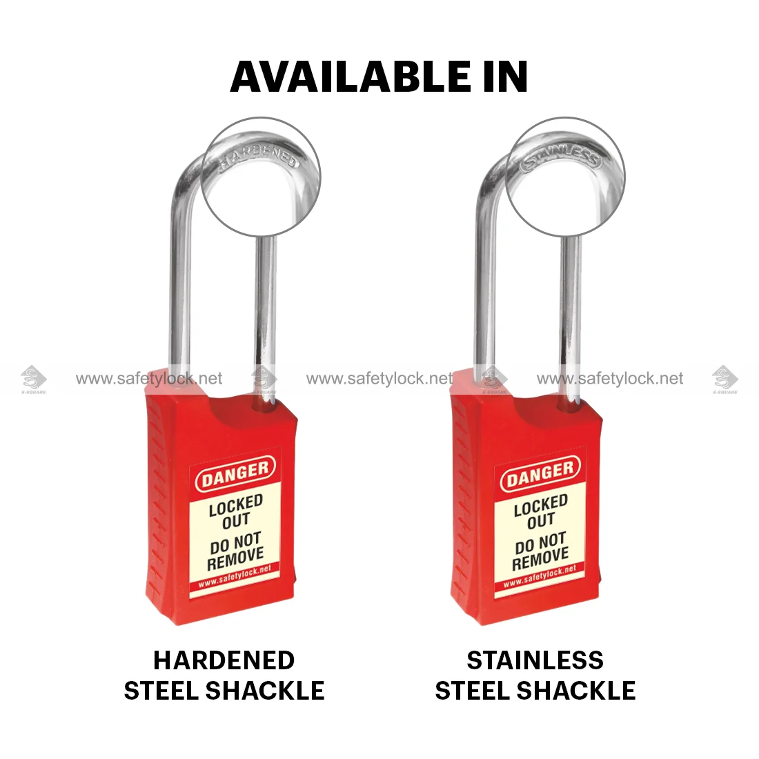 lockout tagout padlock with hardened steel shackle