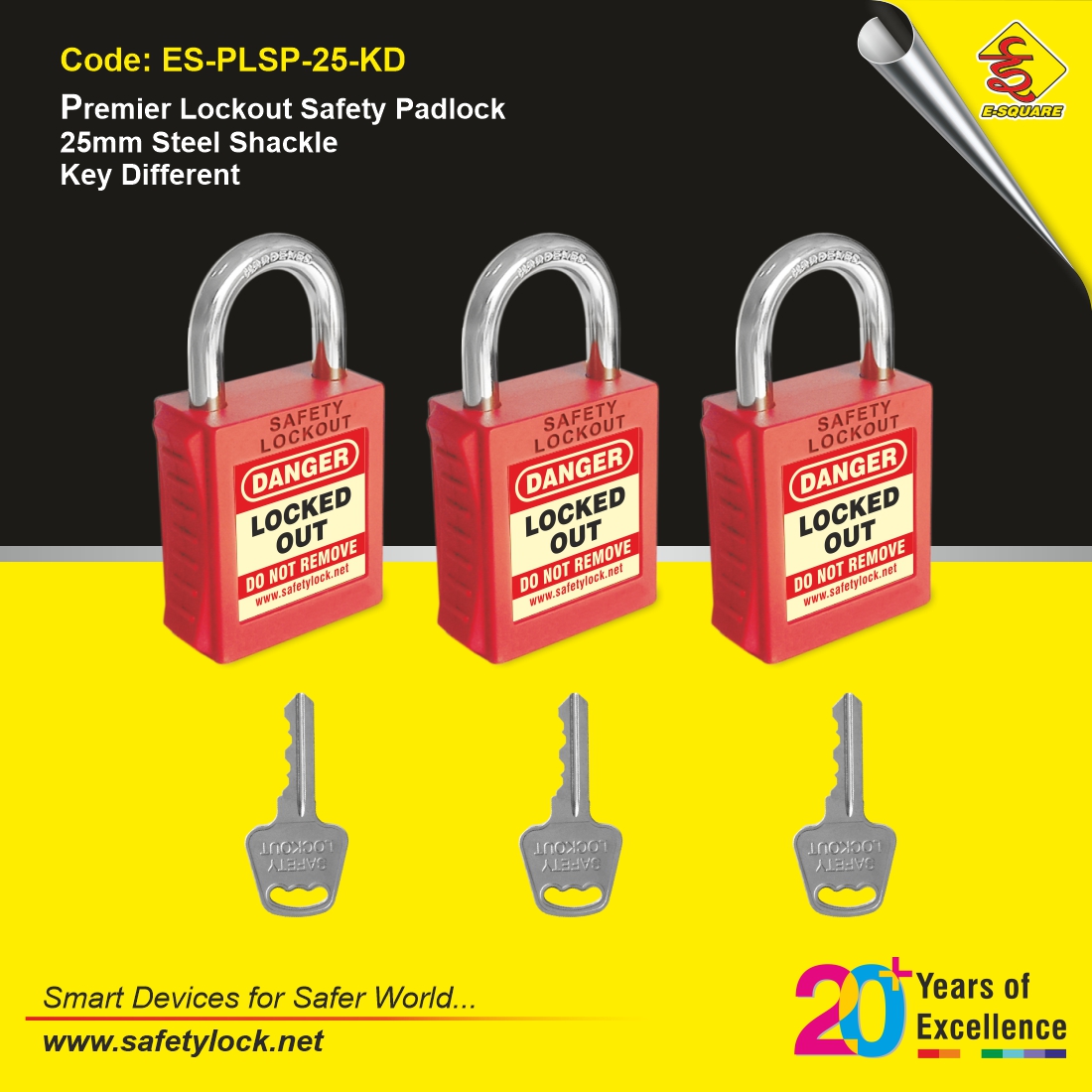 LOTO padlock with small shackle
