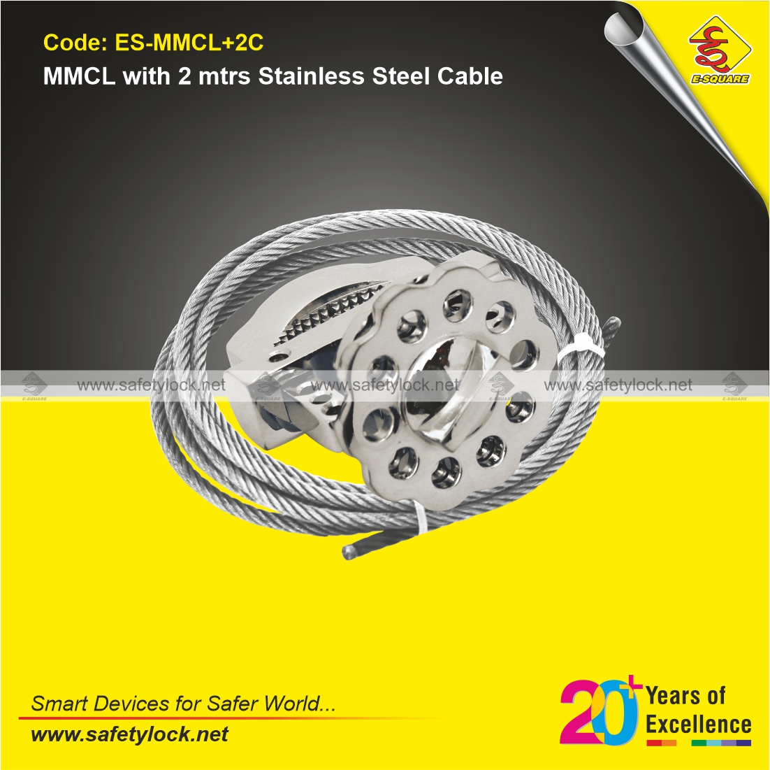 metallic multipurpose cable lockout with 2 meter stainless steel cable