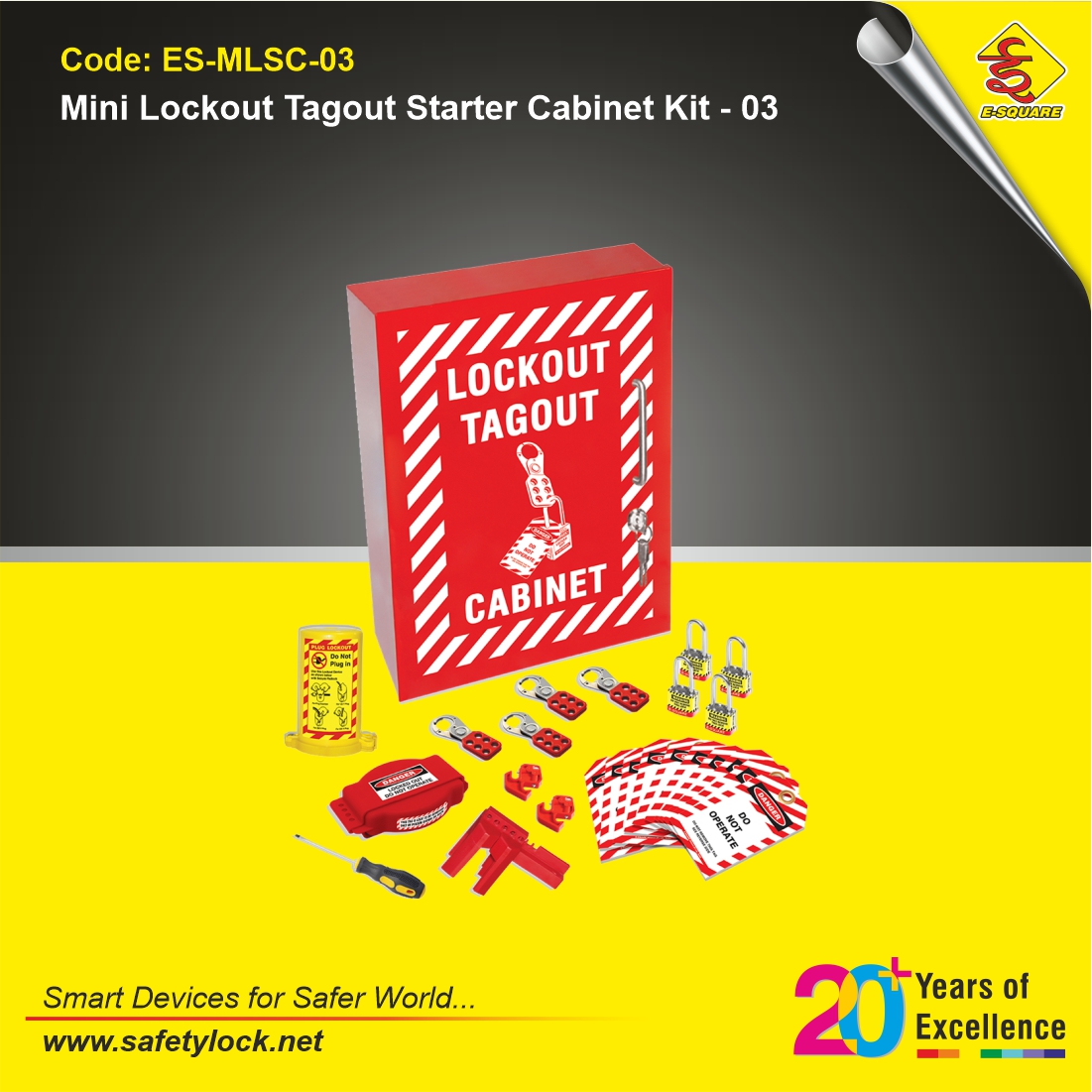 mini portable lockout tagout kit with red LOTO cabinet