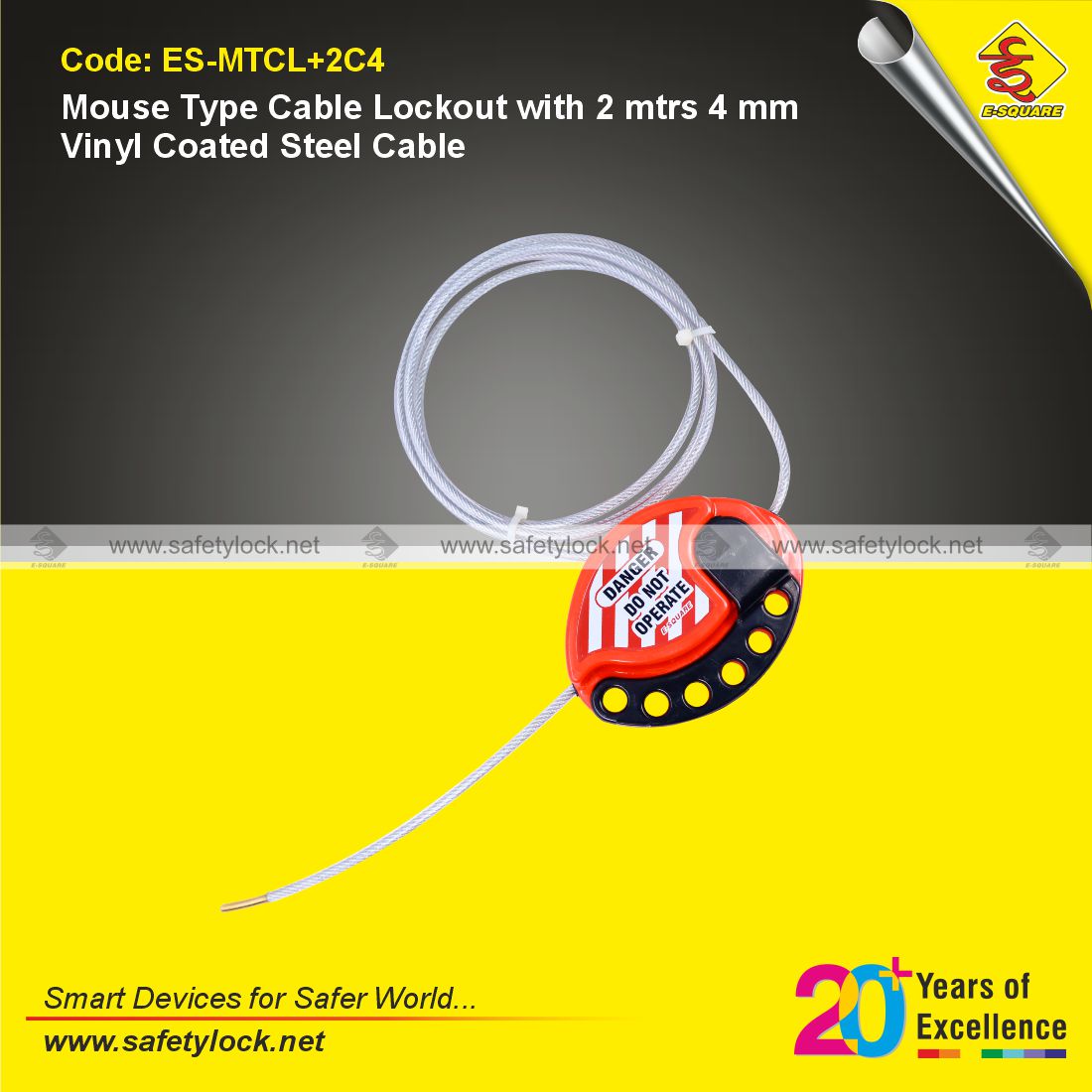 mouse type cable with 2 meter vinyl coated steel cable