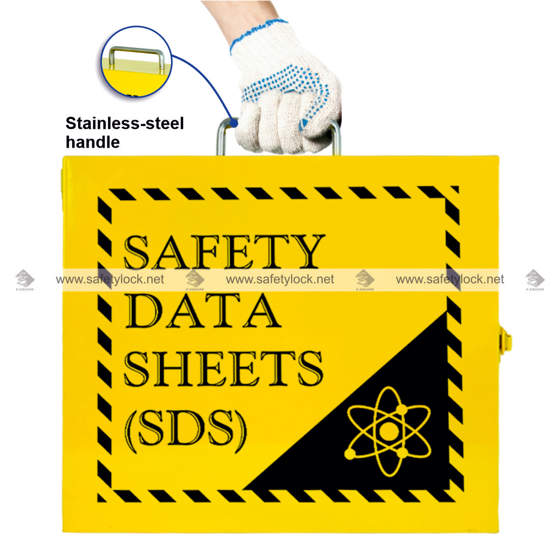 MSDS cabinet with steel handle