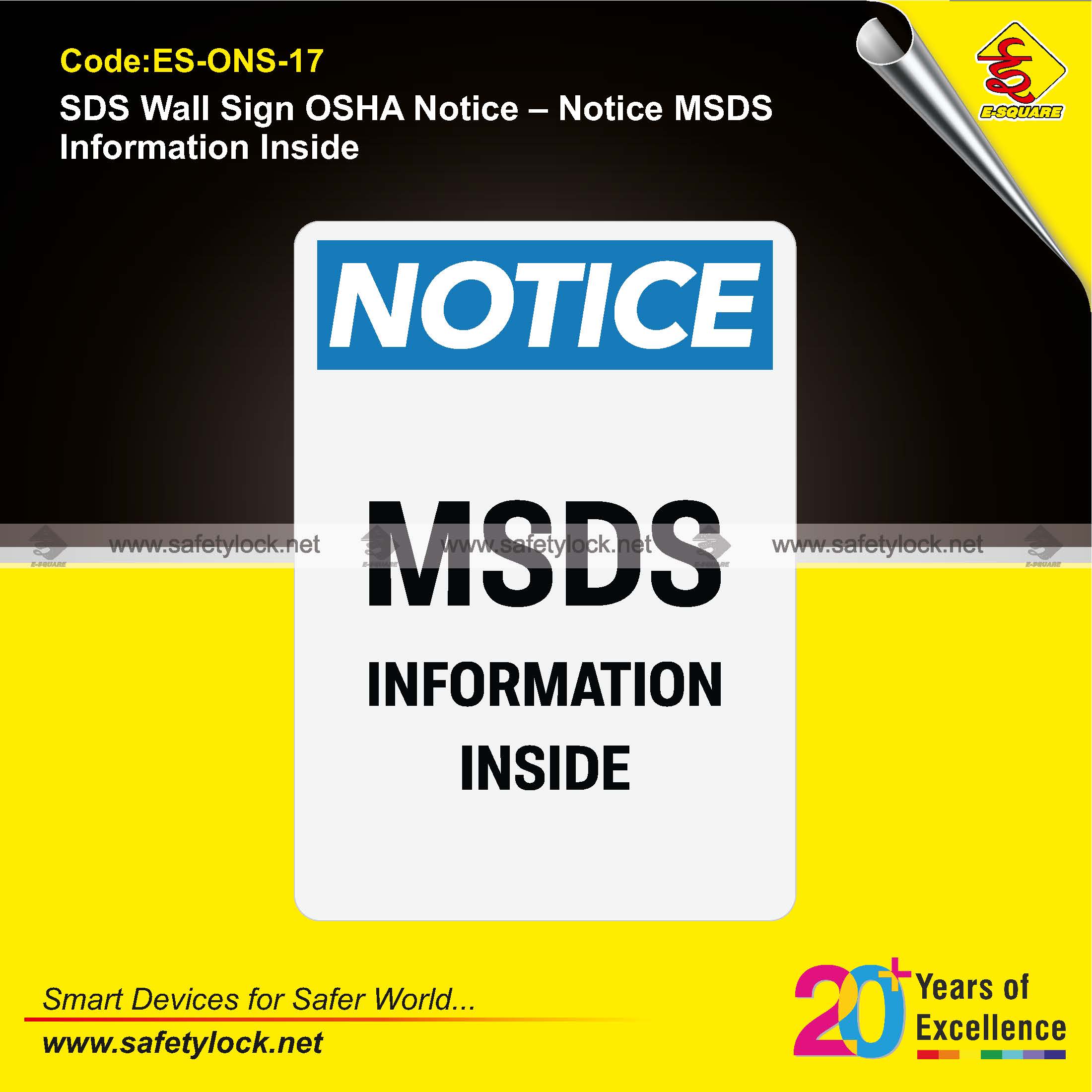 MSDS information inside notice signs