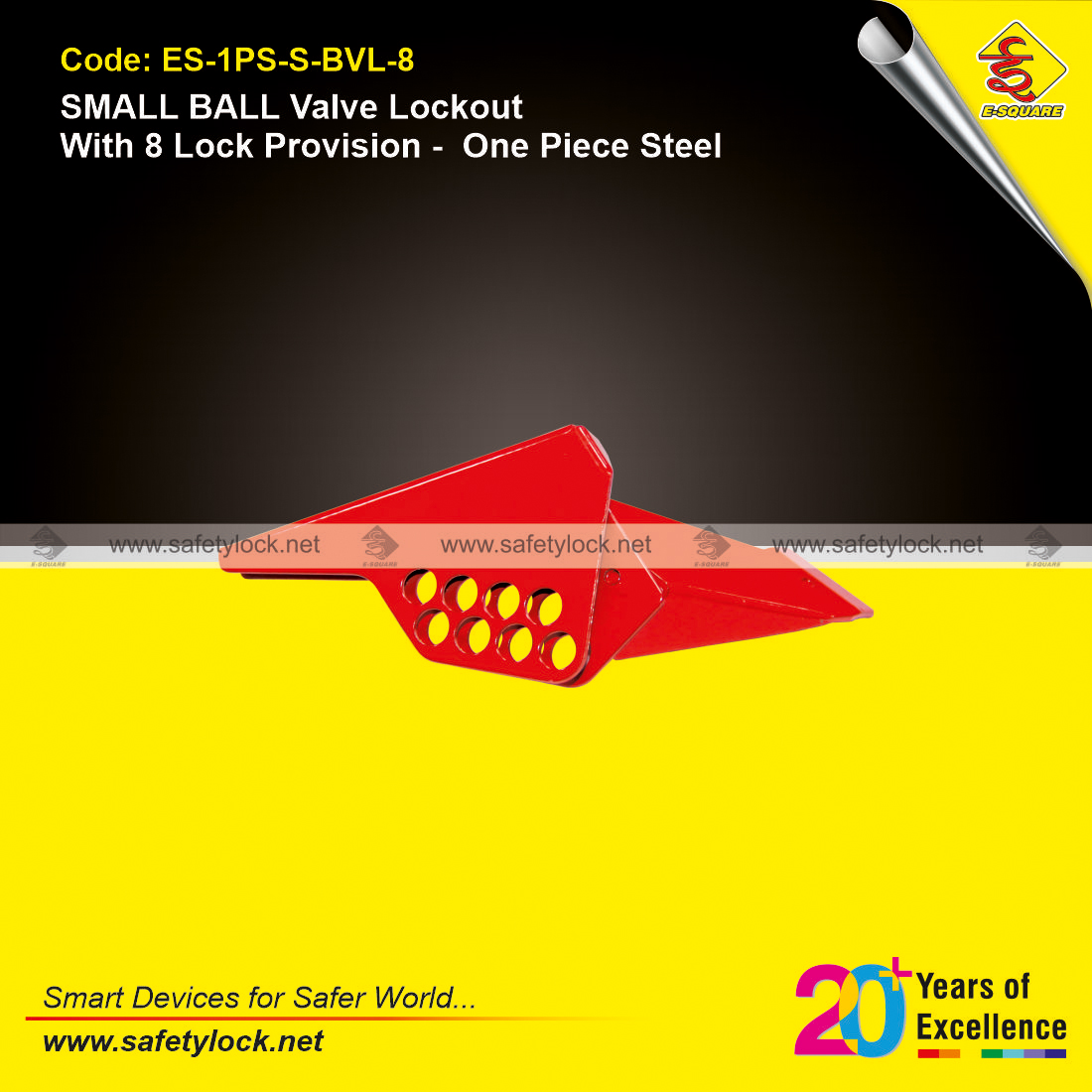 one piece steel ball valve lockout with 8 lock provision