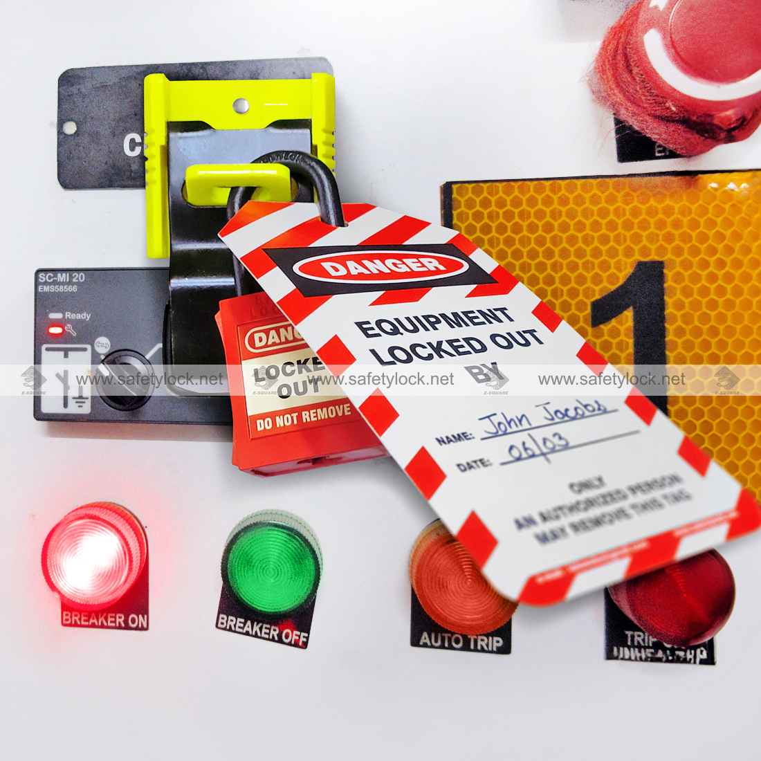 raised button on electrical panel lockout tagout