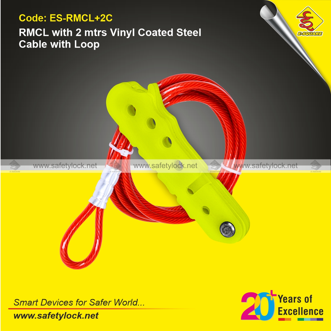 razor multipurpose cable lockout with 2 mtrs vinyl coated steel cable with loop