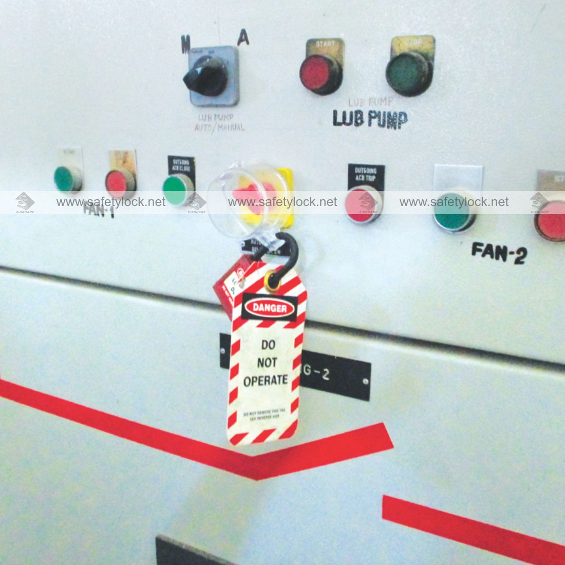 red green blue buttons on electrical panel lockout tagout