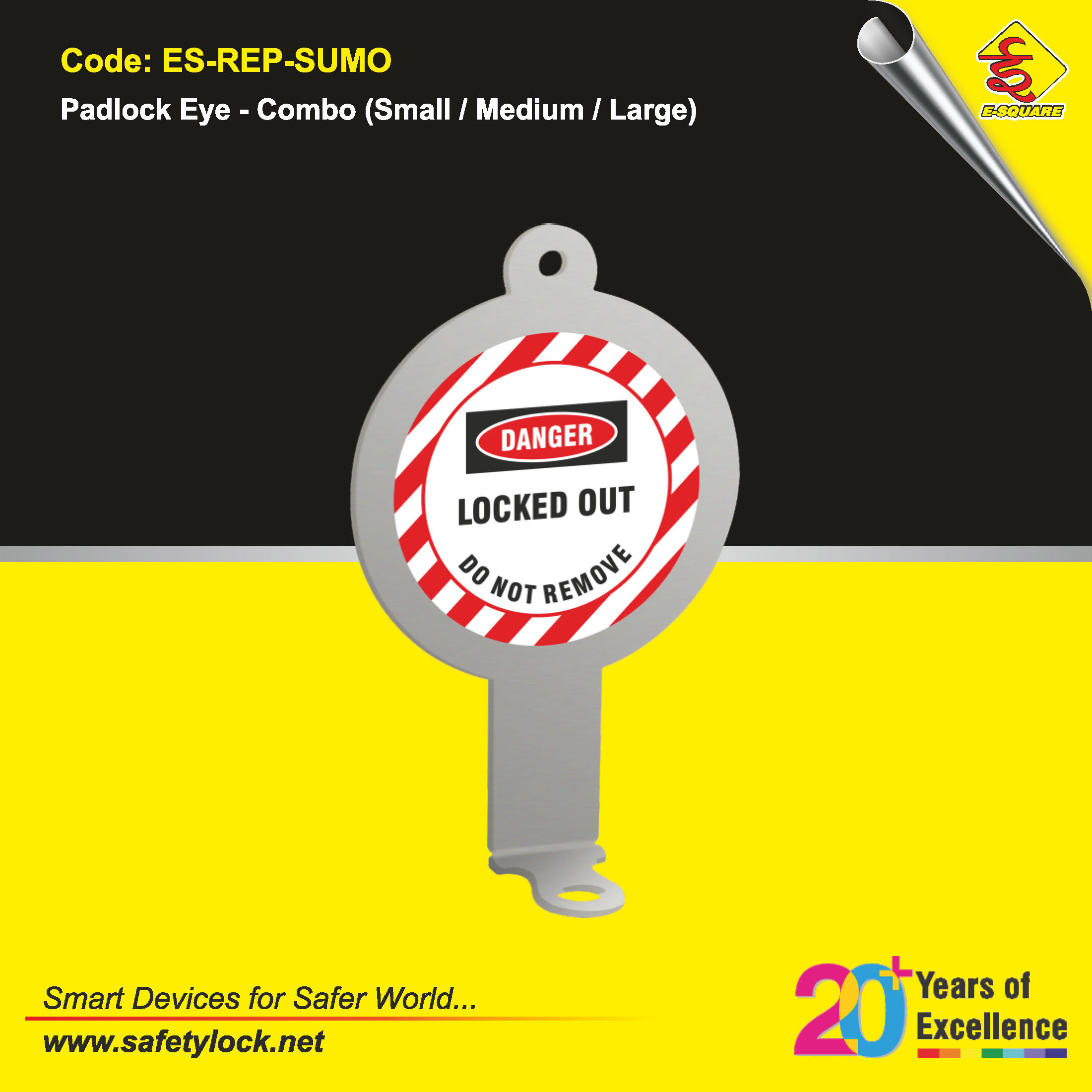 right angled safety padlock eye for electrical panel