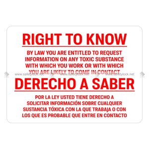 right to know bilingual sign for SDS