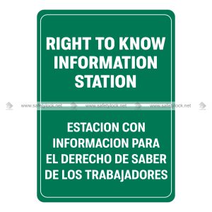 right to know information SDS sign in English & Spanish