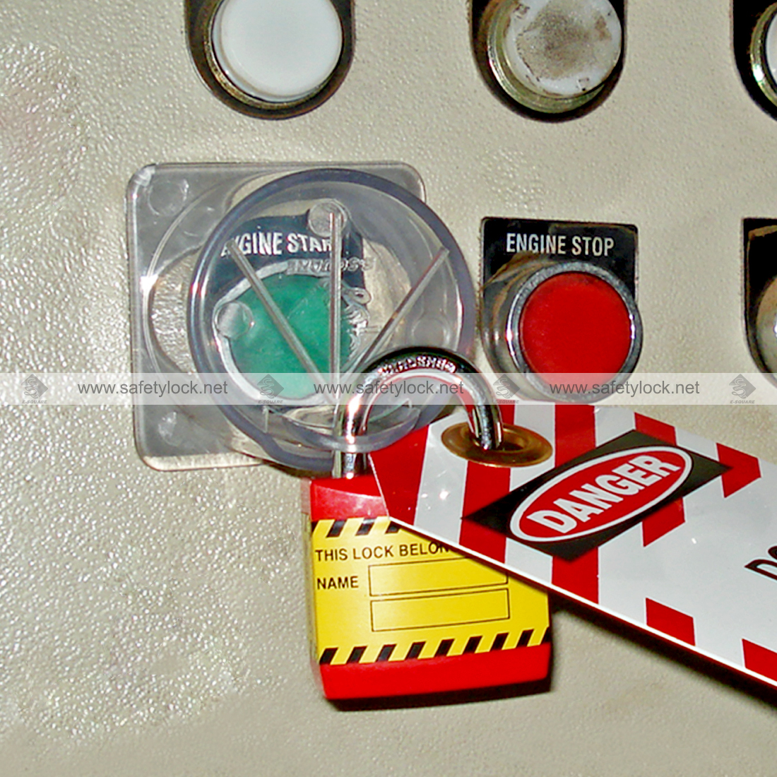 round push button on electrical panel lockout tagout