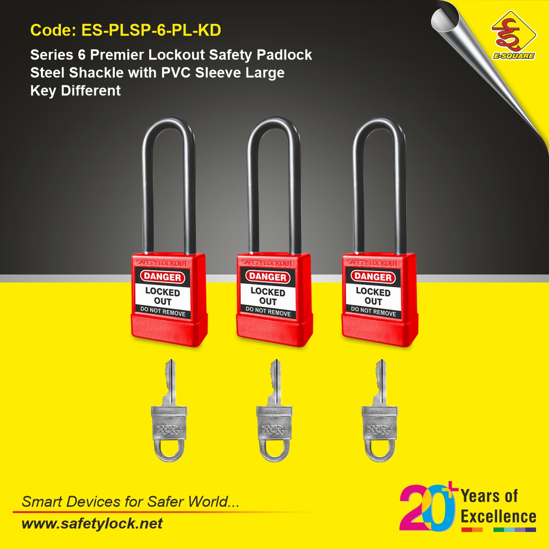 safety padlock with nylon shackle