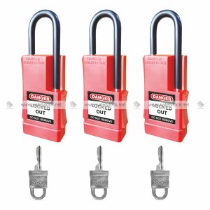series 7 lockout padlock steel shackle with pvc sleeve