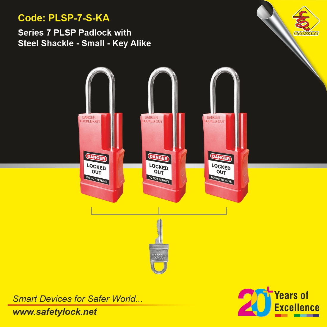series 7 PLSP padlock with steel shackle