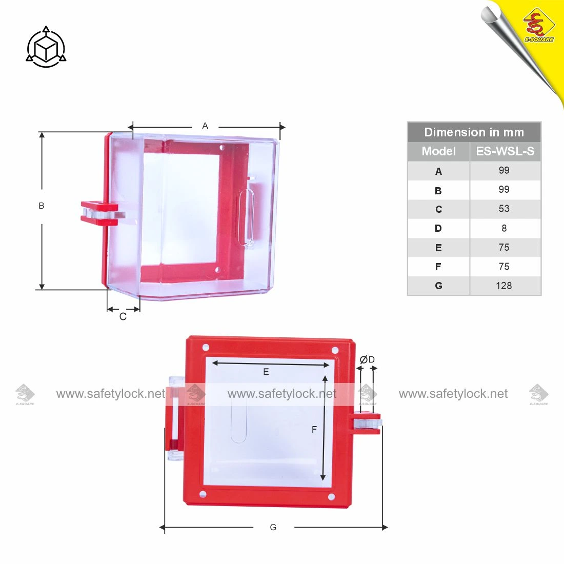 small wall switch lockout device dimension