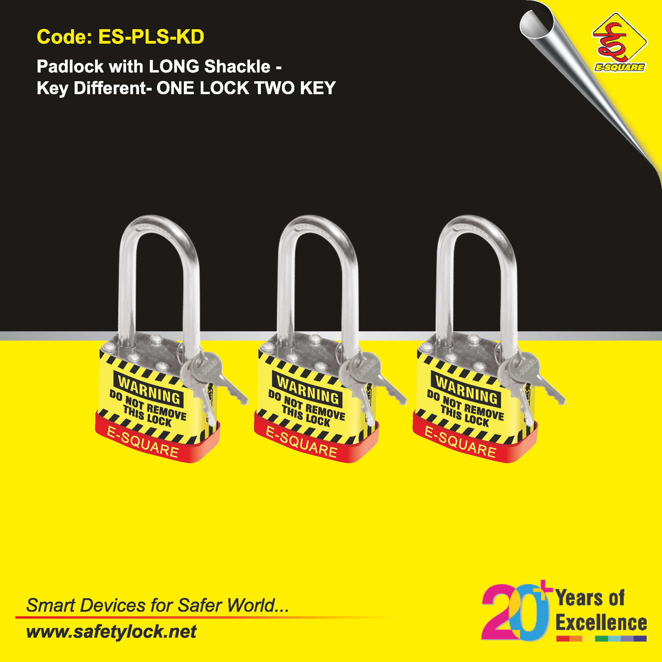 steel lockout padlock with long shackle