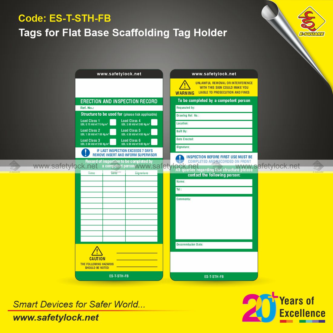 tags for flat base scaffolding tag holder