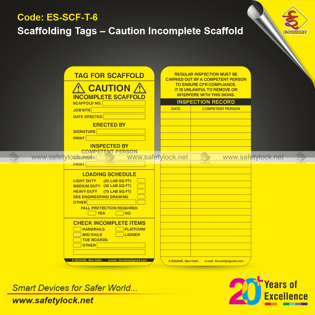 types of scaffolding tags and holders